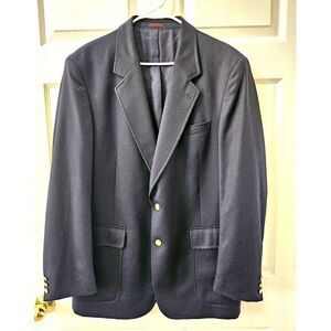 Boston Traders‎ Men's Navy Blazer, 44 L Gold Buttons Made Poland 100% Pure Wool